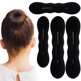KIRZAX Kit 4 Ciambelle Chignon, Fantastico Strumento per la Creazione Rapida,Strumento per Gioielli per Capelli a Ciambella,per Bambine e Donne, 2 Piccole e 2 Grandi, Colore Nero