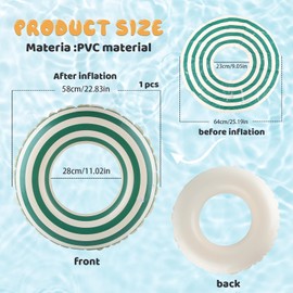Striped Swimming Ring, Darryy Swimming Ring Children, Inflatable Swimming Ring, Swimming Ring Children, Water Toy Children's Pool, Summer, Beach, Swimming Party (Green, 7#)