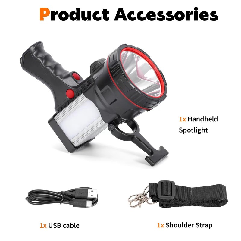 Vanvale Super Bright Handheld Spotlight Rechargeable LED Flashlight Long Lasting
