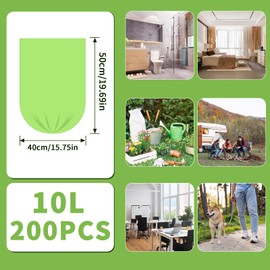 TXXATX Pack of 200 Organic Bin Liners, 10 L, 45 x 50 cm, Compostable Bin Liners, Recyclable, Biodegradable for Garden Waste, Food Waste, Animal Waste
