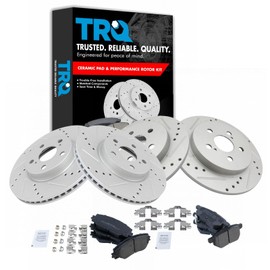 TRQ Front and Rear Performance Brake Pad & Rotor Kit Brake Pads Brake Rotors Set Semi-Metallic Premium G-Coated Compatible with 2009-2010 Pontiac Vibe 2014-2019 Toyota Corolla 2009-2013 Matrix