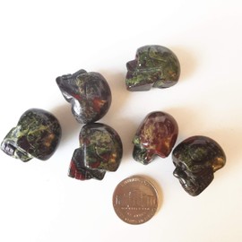 "N/A" 2 Pcs Natural Dragon Blood Jasper Mini Crystal Human Skull Figurines,1 Inch Handcarved Crystals and Healing Stone Room Decor Gemstone