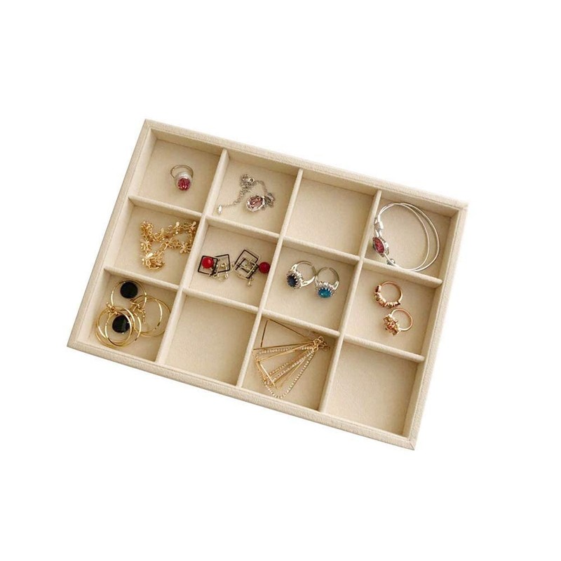 Svea Display Premium Grade Beige Velvet Jewelry Organization Tray 12