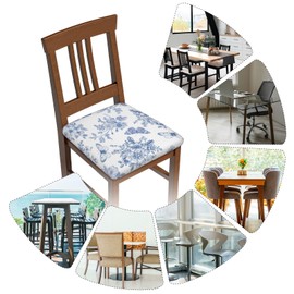 Mouxue Seat Covers for Dining Room Chairsset of Set of 4, Blue White Floral Butterfly Flower French Stretch Chair Seat Covers Cushion Slipcovers for Kitchen Office