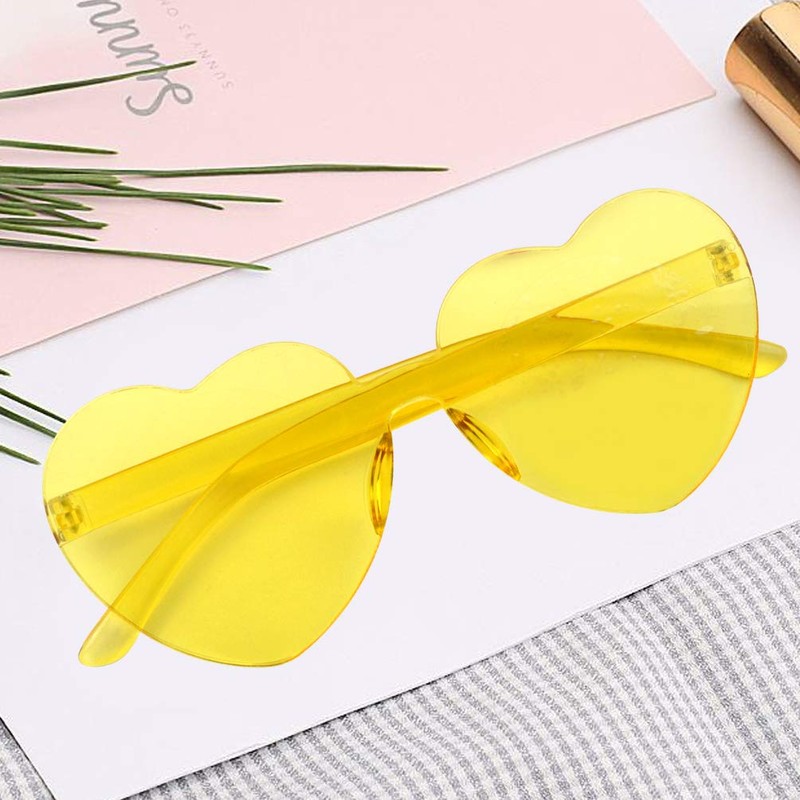 Fengek 6 Pcs Heart Shape Sunglasses Frameless Transparent Glasses Party