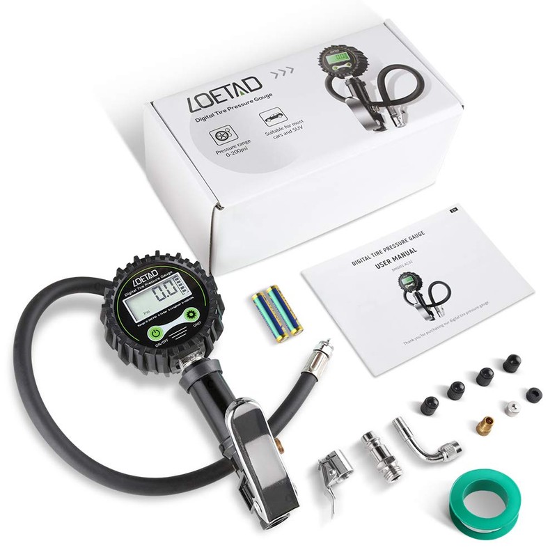LOETAD Tyre Inflator Digital Tyre Pressure Gauge 200 PSI High