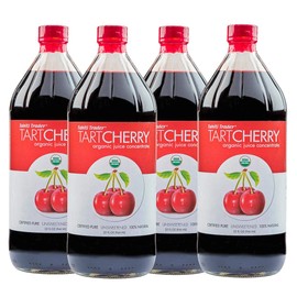 TAHITI TRADER Tart Cherry Juice Concentrate - Ready to Drink Organic Superfood Juice Promoting Immune Support & Overall Health - Pure, Unsweetened Fruit Juice - (32 oz, 4 Pack)