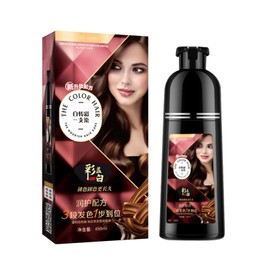 Natural Brown Hair Colour Shampoo 400 ml, Chestnut Brown, Instant Hair Dye Shampoo 3 in 1, for Grey Hair, Hair Dye Dyes Hair in Minutes for Men and Women