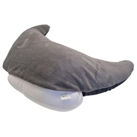 Tiga-Med 2 x TIGA-Soft Half Moon Pillow, Pack of 2, Ergonomic Neck Pillow/Nursing Pillow/Pillow with Micro Beads, Cover Separately Washable at 40 °C (Grey & Beige)