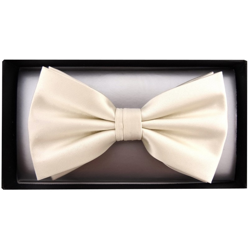 TigerTie Bow Tie Plain Satin + Gift Box, Bow Neck