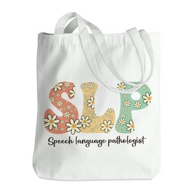 Speech Therapy Gifts Floral SLP Tote Bag for Women Friend Nurse Speech Language Pathology Beach Bag Speech Pathologist Gifts Speech Therapists Reusable Grocery Bags for Birthday Shopping Christmas
