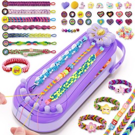 Friendship Bracelet Making Kit for Girls - DIY Bracelets Maker Art and Craft Kits for Kids - Jewelry String braiding Set Toys for Age 6 7 8 9 10 11 12 Year Old Girl Christmas Birthday Gifts - Purple