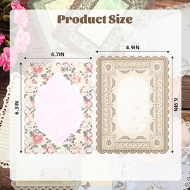 60 Sheets Vintage Lace Edged Scrapbook Paper Assorted Set, 6 Pack Mixed Vintage Paper for Scrapbooking Junk Journal Supplies Card Crafts Planner Bullet, 4.9x6.9 Inch&4.7x6.3 Inch