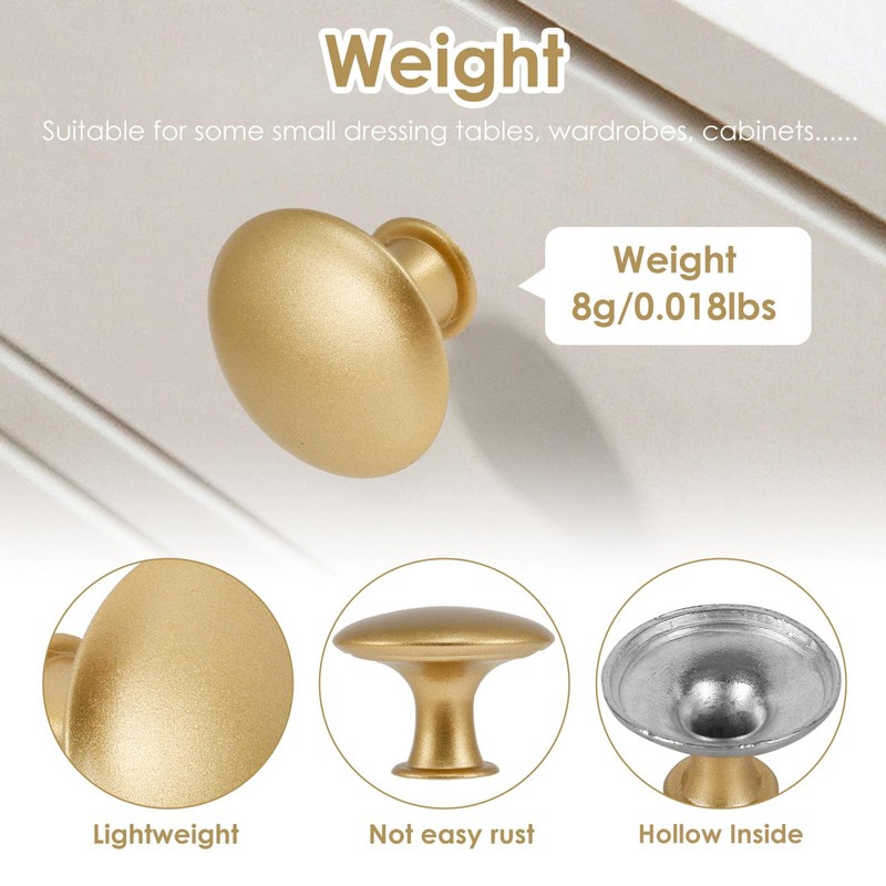 50 Pack Gold Round Cabinet Knobs Drawer Knob Bulk Set/