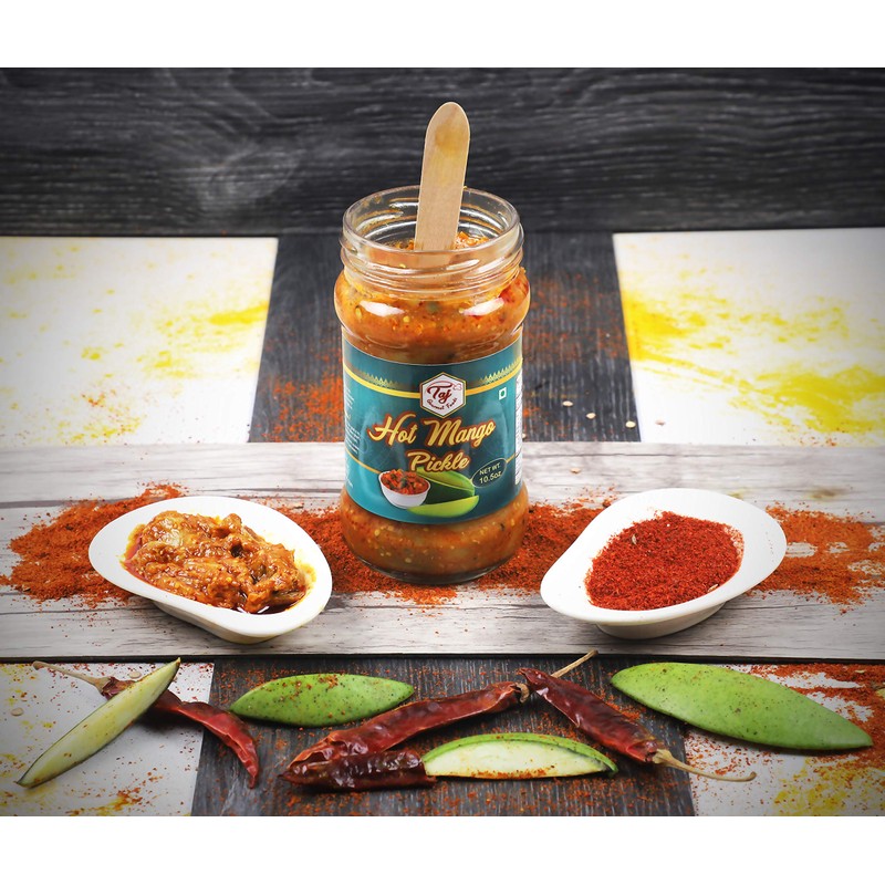 TAJ Hot Mango Pickle, Spicy Mango Achar |10.5oz (300g)