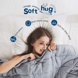 Lessymo Weighted Blanket for Adults - 12 lbs, 48"x72" Twin Size - Washable Heavy Blanket for Sleeping, Microfiber Big Blankets with Premium Glass Bead for All-Season Comfort, Soft Thick Blanket, Grey