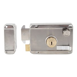 Rim Lock Set, Stainless Steel Vertical Keyway Cylinder Deadbolt With Handle - Anti-Theft Exterior Door Security for Home Safety