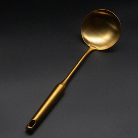 Incontesta Stainless Steel Ladle Spoon Kitchen Turner - Big Soup Ladle Useful Cooking Utensil Tool - Gold