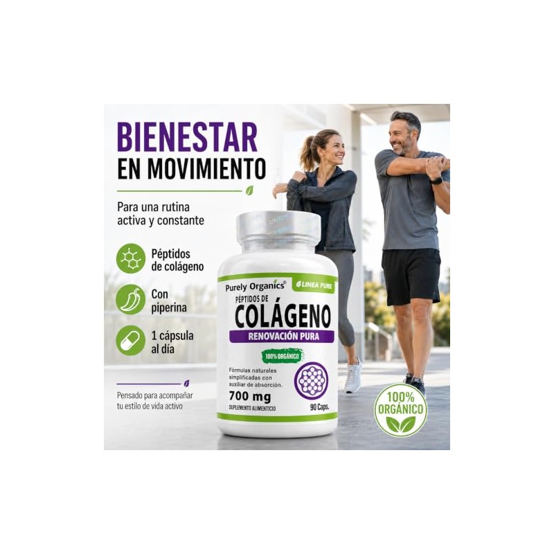 Peptidos Colageno Cápsulas 700 Piperina Alta Absorión Ingredientes Naturales Purely
