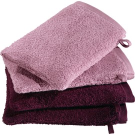 Erwin Müller Bühl Wash Mitts Pack of 4 Walk Terry Dusky Pink/Berry Size 15 x 21 cm