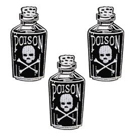 CHBROS 3 Pcs "Poison" Skeleton Skull Patches, Embroidered Patch Applique, Iron on Patches For Clothing Jackets T-Shirt Backpacks...