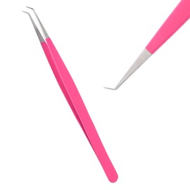 My Lash Tools Eyelash Extension Curved Degree Tweezers for Isolation Lash Extensions 14cm, Best for Individual Isolation & Classic Lashes Japanese Stainless Steel Eyelash Twisers (Matte Pink)