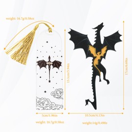 Pack of 2 Fourth Wing Bookmarks, Fourth Wing Merch, Bookmark Fantasy, with Sun and Clouds, Bookshelf Decoration, Perfect Gift for Boys, Girls, Friends, Family, Book Lovers