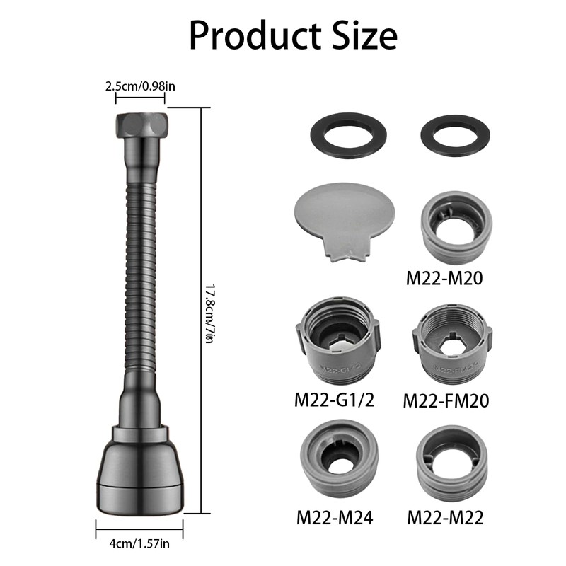 Swivel Tap Attachment, Kitchen Tap Attachment, 3 Modes Tap Extension,