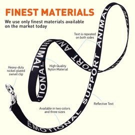 Dogline Black - Emotional Support Animal Nylon Leash Printed with Reflective Letters for Small Medium and Large Dogs Do Not Pet ESA Training Working W 1" x L 6 ft