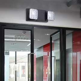 TANLUX LED Emergency Lights with Battery Backup, Two Head Adjustable Commercial Emergency Lights, UL Listed, AC 120/277V, Hardwired Emergency Exit Light Fixtures for Business - 4 Pack(Black)