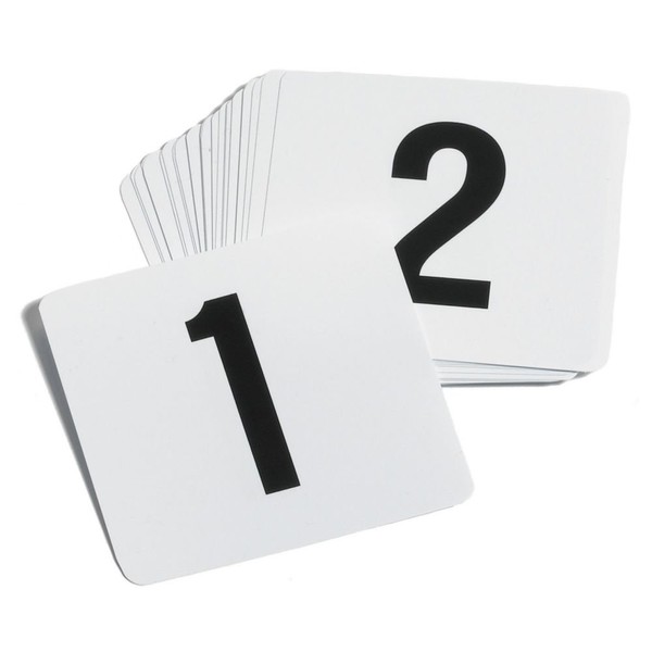 Roy TN 1 25 -Royal Industries Number 1-25 Plastic Number Card Set, Plastic, 4'' by 4'', White Base with Black Numbers
