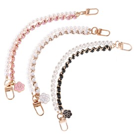 QFGasre 3 Piece Bag Extender Chain Purse Extender for Handbags Purse Strap Extension Replacement Pearl Chain Purse Bag Charms for Purse Making Supplies