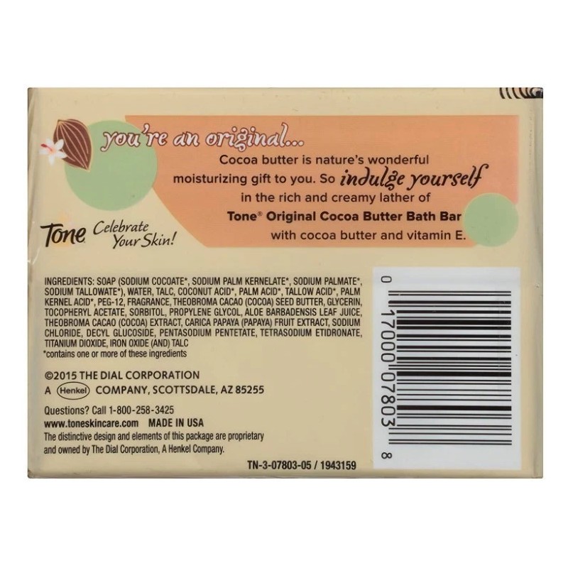 Tone Original Cocoa Butter With Vitamin E Bar Soap, 2