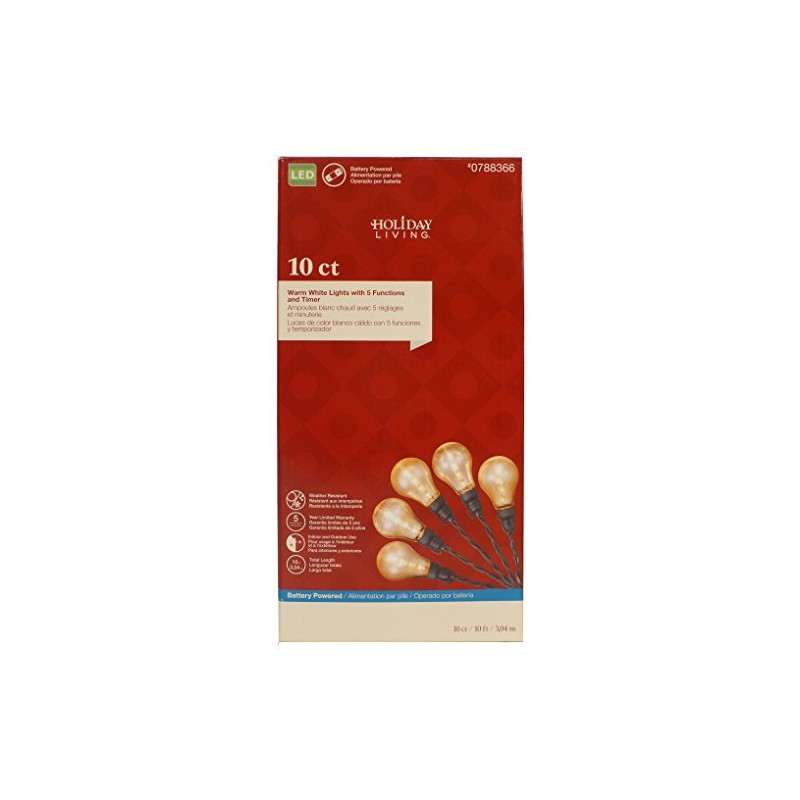 Holiday Living 10-Count, 9 Foot, 5 Function Frosted Gold Edison