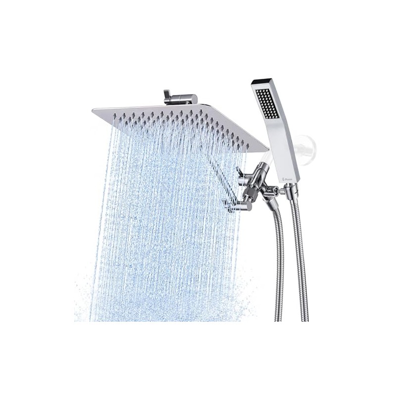 G-Promise All Metal 8 Inch Dual Square Shower Head with