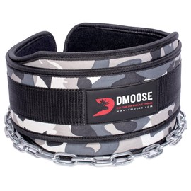 (Gray Camo) - Premium Dip Belt with Chain by DMoose Fitness - 35" Heavy Duty Steel Chain