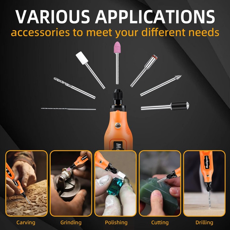 Mini Cordless Rotary Tool Kit, 5-Speed and USB Charging with