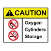Pack of Two CAUTION OXYGEN CYLINDER STORAGE Health and Safety
