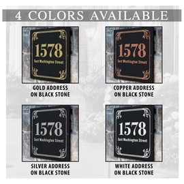 THE SAVANNA SQUARE Stone Address Plaque With Engraved Numbers. Address Sign Made from solid, real stone.