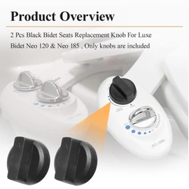 Bidet Seats Replacement Knob Compatible With Luxe Bidet Neo 120 & Neo 185, Knob Accessories for Luxe Bidet Neo 120 & Neo 185, Neo Knob, Non-Electric Bidet Attachment for Toilet Seat, 2 Pcs Black