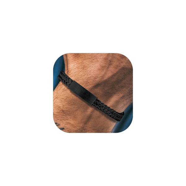 Richsteel Mens Bracelet Stainless Steel Bracelets for Men, Black Stylish