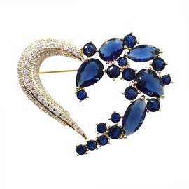 Heart Brooch Pins for Women Fashion Valentine Love Blue Gold Jewelry