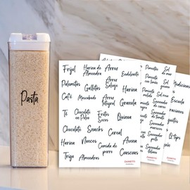 Zanetti - Juego de 356 Etiquetas Adhesivas para Recipientes de Alimentos, Tamaño Recipientes Grandes y Especieros - Color Negro - NUEVA VERSIÓN MEJORADA