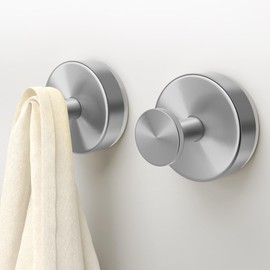 Deluwire Suction Cup Hooks for Shower,2 Packs Towel Holder,Removable Shower Towel Suction Hooks for Bathroom Wall,Kitchen,Glass,Mirror,Tile to Hang Robes,Loofah-Silver(No Rough or Dirty Surfaces.)