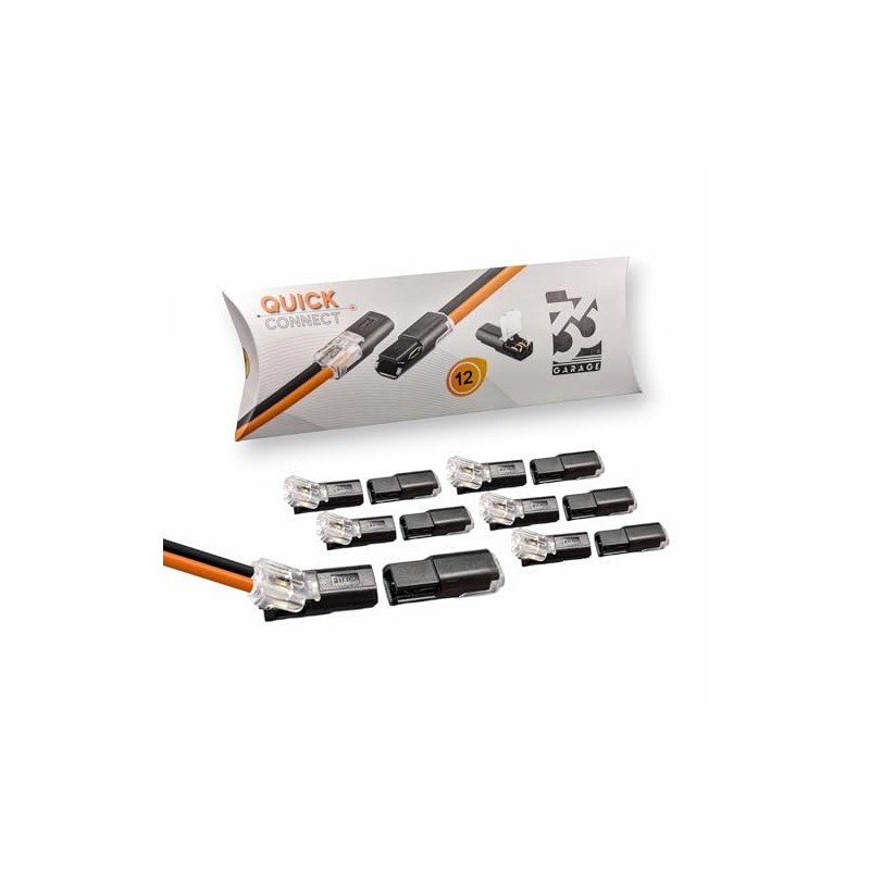 GARAGE33 Set of 12 D2 Quick-Connect Connectors, 2-Pin Cable Connector,