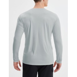 BALEAF Men's Long Sleeve Running Hiking Tops UPF 50+ Quick-Dry Rashguard Grey L