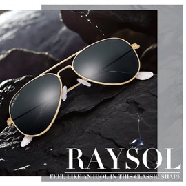 RAY SOL Polarized Aviator Sunglasses for Women Men - Small Face Metal Frame UV400 Protection Pilot Shades
