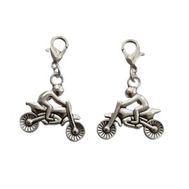 2pcs Cute 3D Mini Dirt Bike Clip on Charm, Motorcycle Jewelry Making Supplies for DIY Bracelet Necklace Pendant