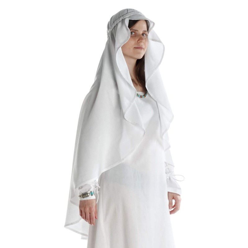 HEMAD Medieval Veil Bird Cotton White Black Garment LARP, White