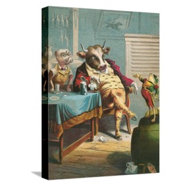 ART.COM Stretched Canvas Print Aesop's Fables, the Ox and the Frogs, 12" x 16"